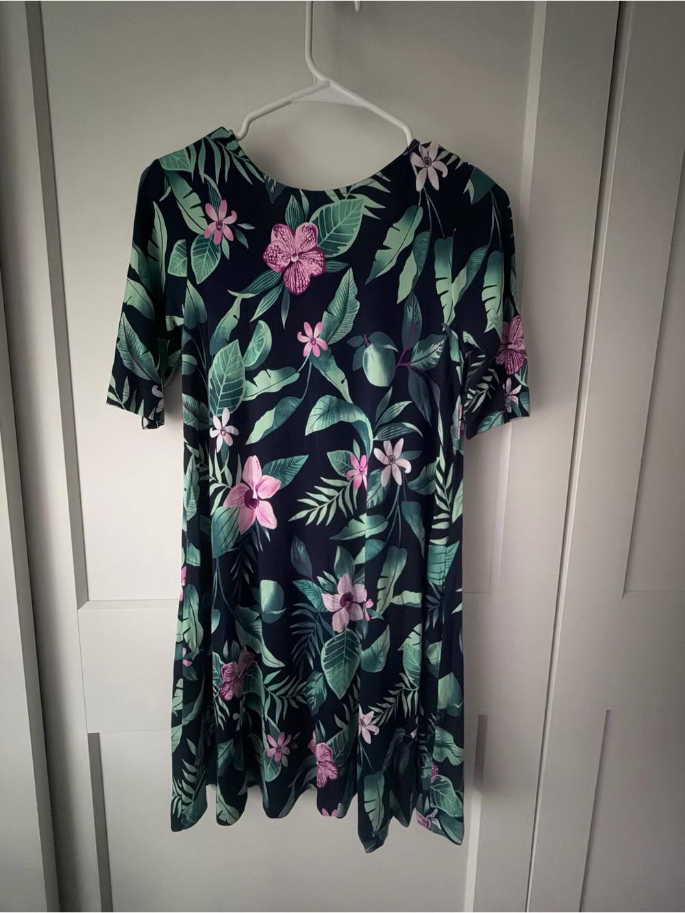 Old Navy Navy Floral Mini Dress with Pink & Green Print XS Tropical Resortwear